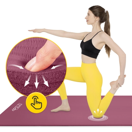 Saltea pentru fitness și yoga NBR 190 × 100 × 1,5 cm, bordó