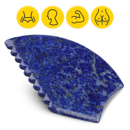 Piatra Gua Sha canelată din lazurit natural