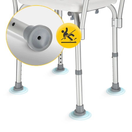 Scaun de duș cu spătar și suporturi pentru brațe