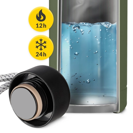 Sticlă termică de 540 ml cu curea verde