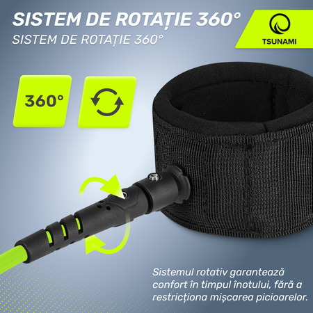 Cablu de siguranță pentru placa SUP TSUNAMI verde