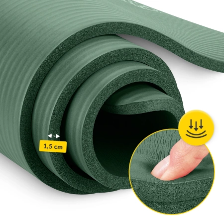 Saltea pentru fitness și yoga NBR 1,5 cm verde salvie