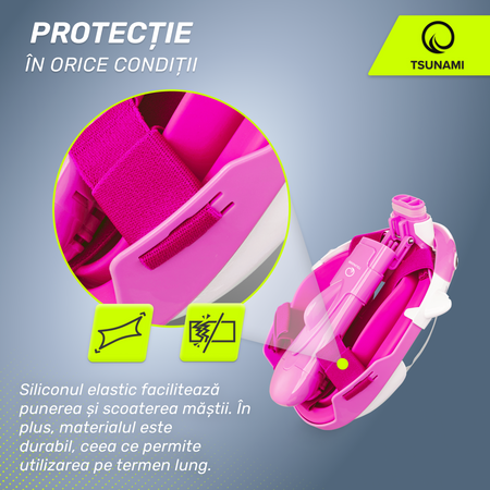 Mască de scufundare pentru copii TSUNAMI SHARK roz
