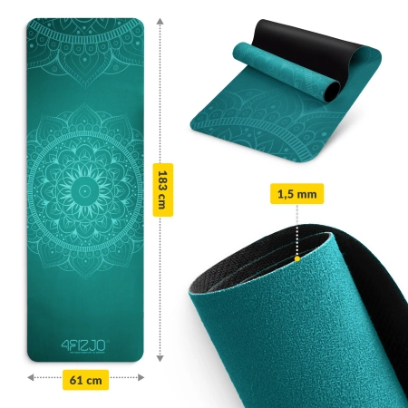 Covor de yoga și exerciții din piele de căprioară 1,5 mm verde