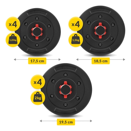 Set de gantere reglabile din bitum 20 kg + Barbell
