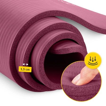 Saltea pentru fitness și yoga NBR 190 × 100 × 1,5 cm, bordó