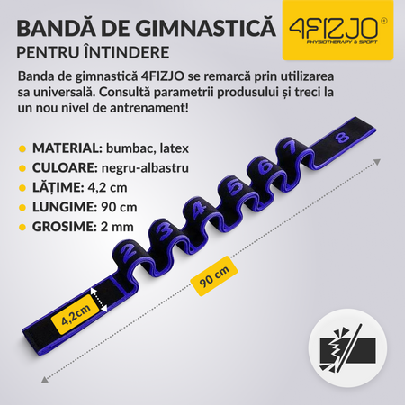 Bandă de întindere gimnazială 90 cm violet