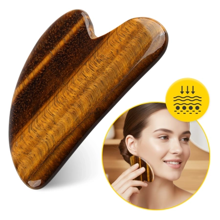 Piatra clasică Gua Sha din cuarț natural Tiger Eye