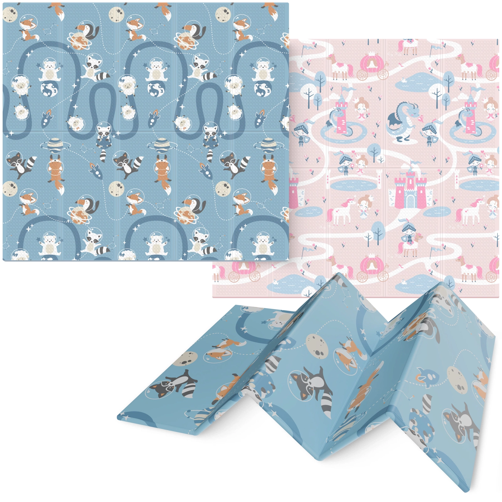 Covoraș educativ pliabil XXL „Regatul și spațiul” 200 x 180 cm