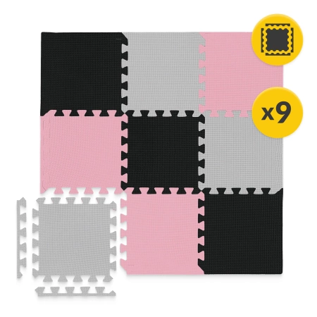 Covor puzzle educațional pentru copii 90 x 90 cm roz