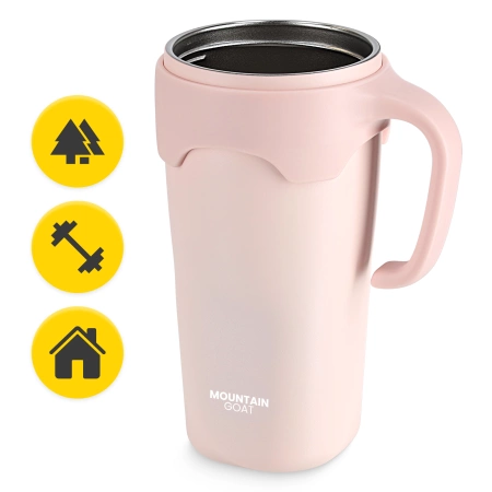Cană termică cu pai 650 ml roz