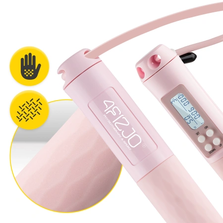 Coardă de sărit cu contor și bile roz