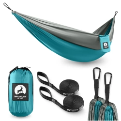 Hamac de călătorie pentru o persoană Mountain Goat gri și turcoaz