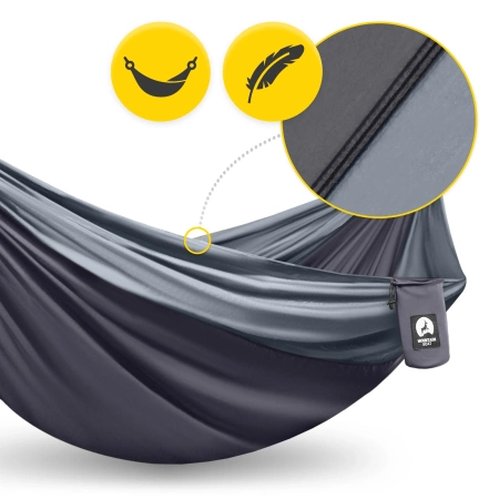 Hamac de călătorie pentru două persoane Mountain Goat gri-grafit