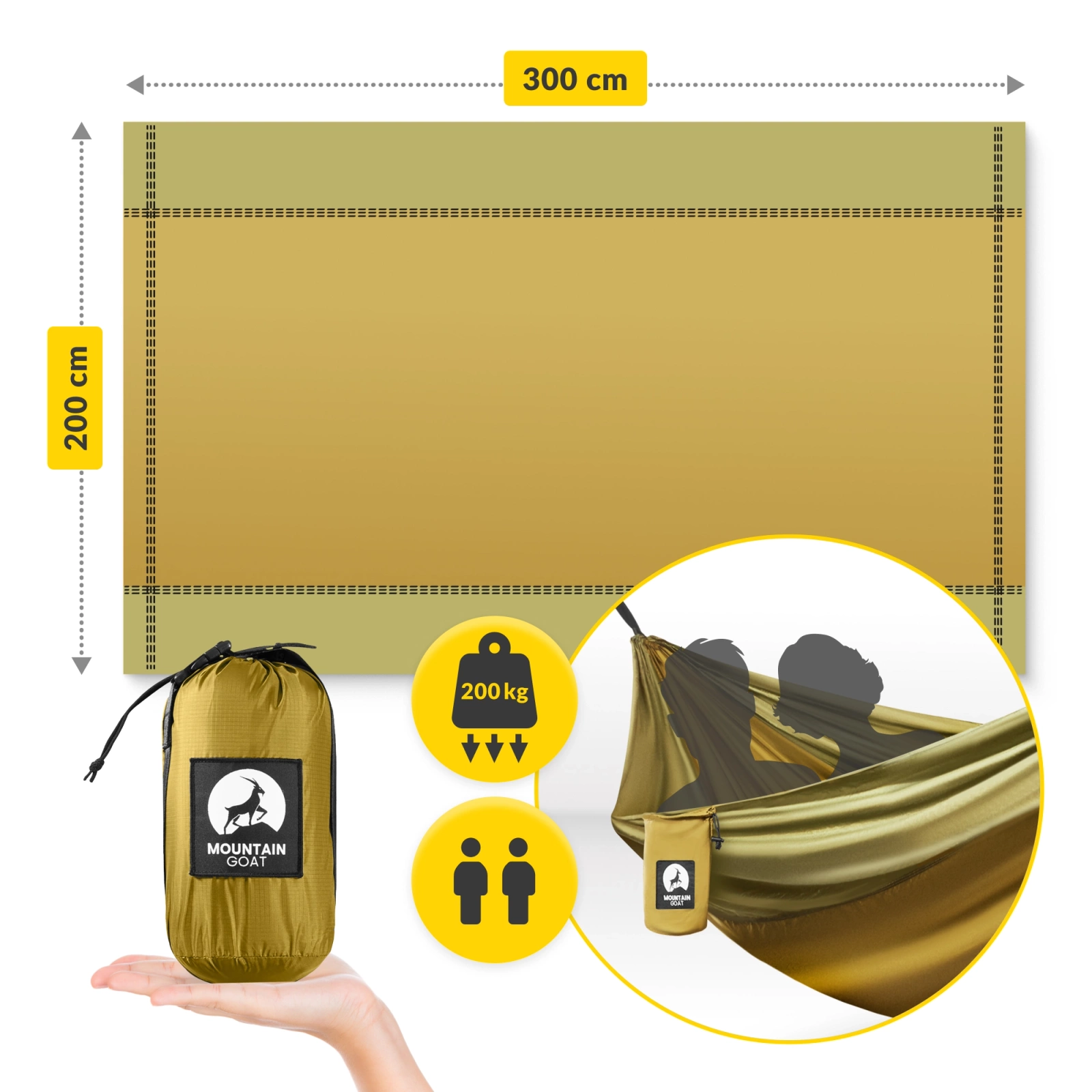 Hamac de drumeție pentru două persoane cu plasă de țânțari