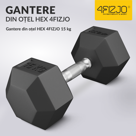 Ganteră din oțel HEX 15 kg (1 Bucată)