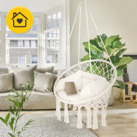 Leagăn de grădină BOHO cu pernă Bej