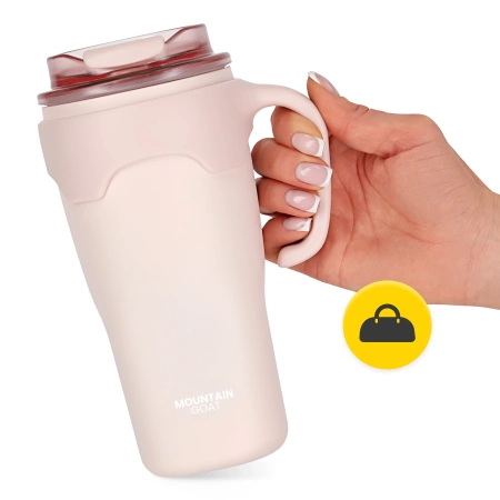 Cană termică cu pai 650 ml roz