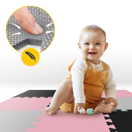 Covor puzzle educațional pentru copii 90 x 90 cm roz