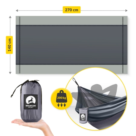 Hamac de călătorie pentru o persoană Mountain Goat gri-grafit