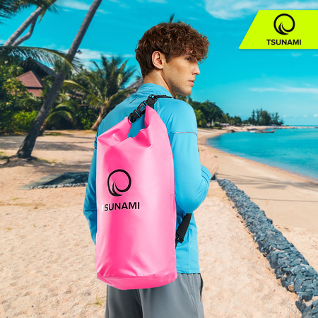 Geantă impermeabilă 30 litri TSUNAMI roz
