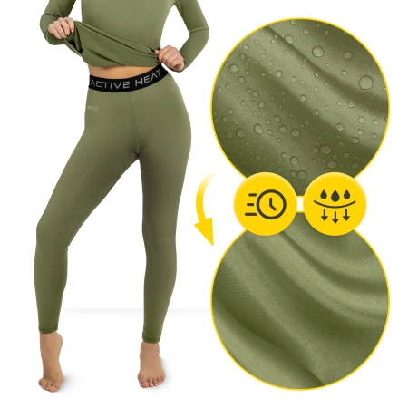 Lenjerie termică unisex - set verde, tricou + pantaloni, mărime M