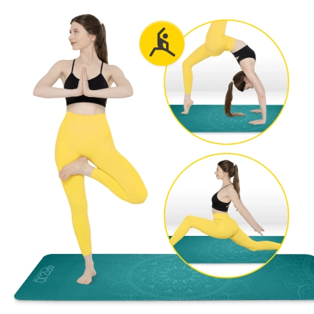 Covor de yoga și exerciții din piele de căprioară 1,5 mm verde