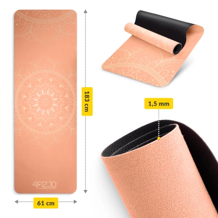 Covora de yoga și exerciții din piele de căprioară 1,5 mm portocaliu