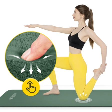 Saltea pentru fitness și yoga NBR 1,5 cm verde salvie