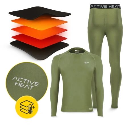 Lenjerie termică unisex - set verde, tricou + pantaloni, mărime XL