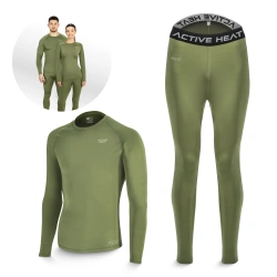 Lenjerie termică unisex - set verde, tricou + pantaloni, mărime XL