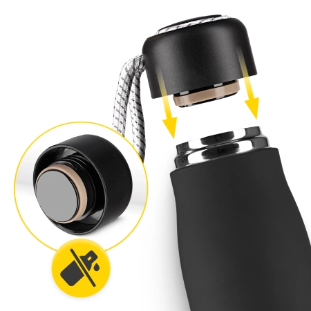Sticlă termică de 540 ml cu curea negru