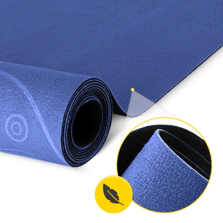Covor de yoga și exerciții din piele de căprioară, 1,5 mm, albastru