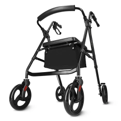 Cărucior cu patru roți cu scaun și geantă negru