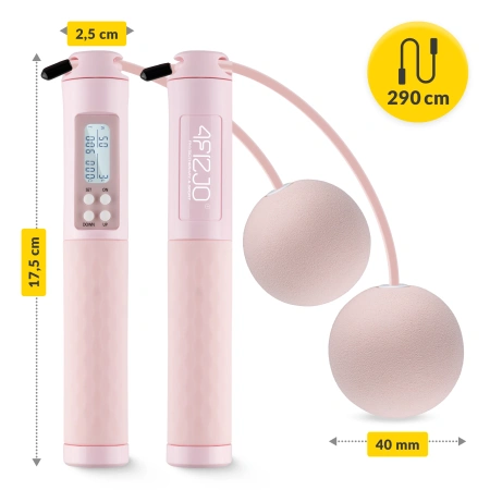 Coardă de sărit cu contor și bile roz