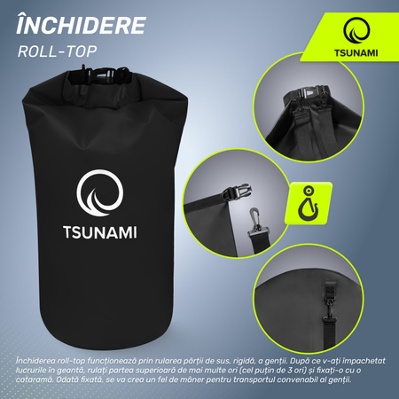 Geantă impermeabilă 30 litri TSUNAMI negru