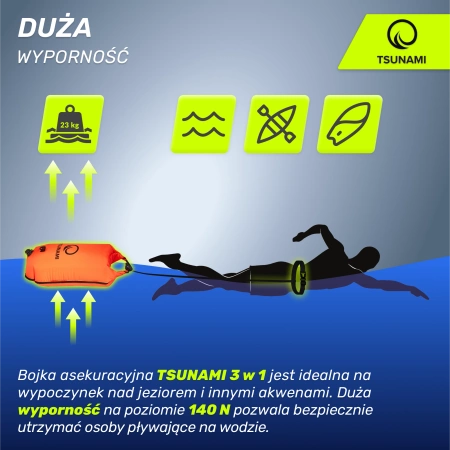 Geamandură de înot, gonflabilă + Rucsac + Buzunar uscat 3 în 1 TSUNAMI
