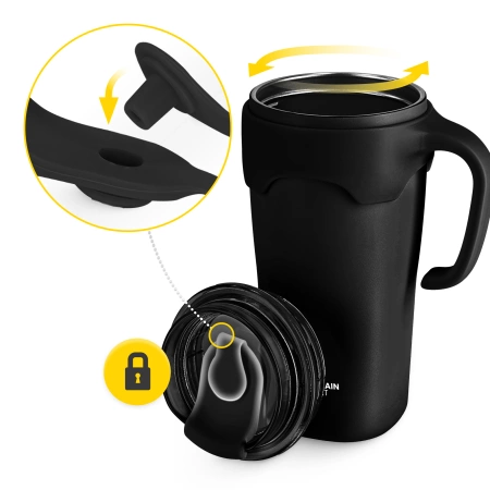 Cană termică cu pai 650 ml negru