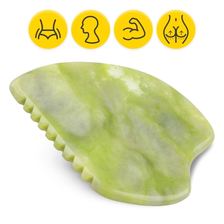 Piatra Gua Sha canelată din jad verde natural