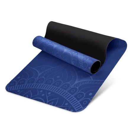 Covor de yoga și exerciții din piele de căprioară, 1,5 mm, albastru