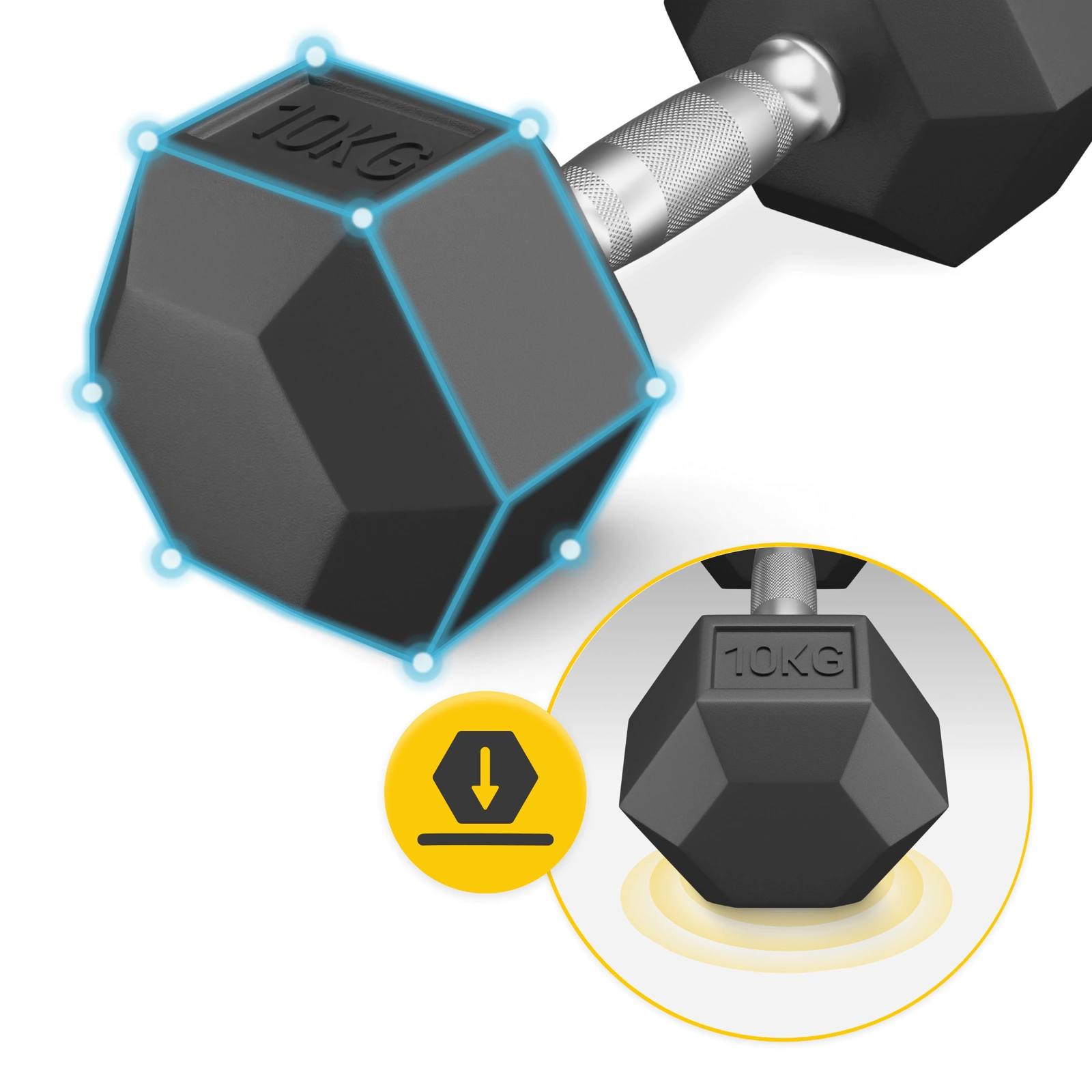 Halteră HEX din Oțel 10 kg (1 Bucată)