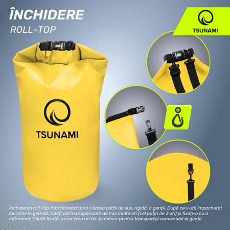 Geantă impermeabilă 30 litriTSUNAMI galben