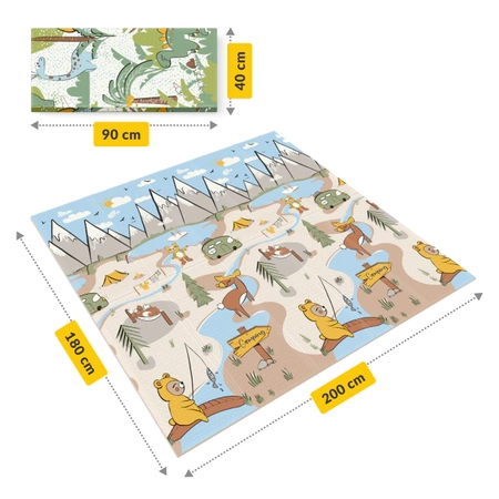 Covor educațional pliabil XXL „Jungla și Camping” 200x180 cm