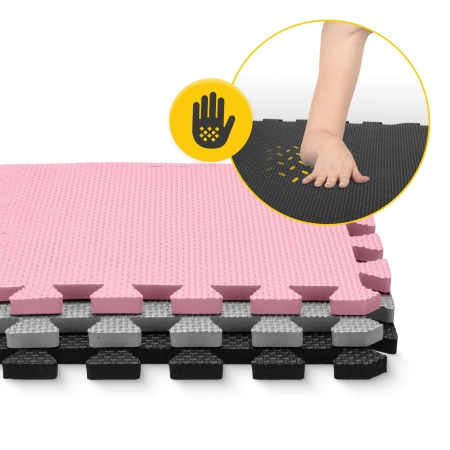 Covor puzzle educațional pentru copii 90 x 90 cm roz