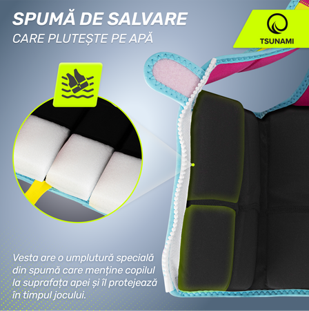 Vestă de înot pentru copii 2-3 ani TSUNAMI roz