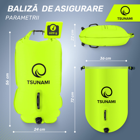 Geamandură de înot, gonflabilă + buzunar uscat 2 în 1 TSUNAMI