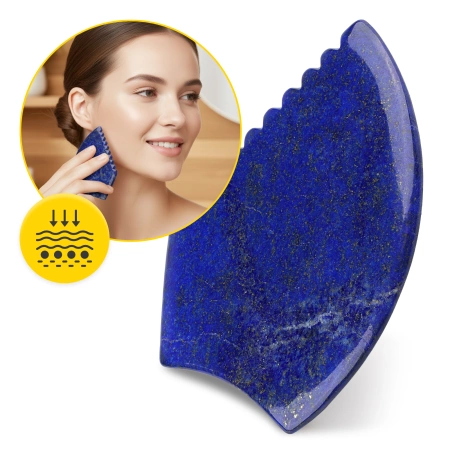 Piatra Gua Sha canelată din lazurit natural
