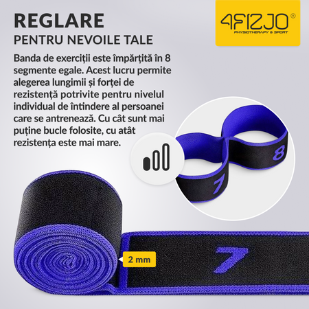 Bandă de întindere gimnazială 90 cm violet