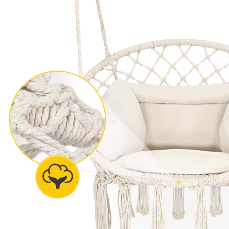 Leagăn de grădină BOHO cu pernă Bej