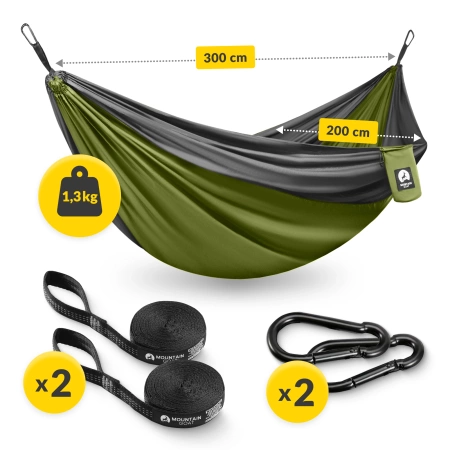 Hamac de călătorie pentru două persoane Mountain Goat gri-verde